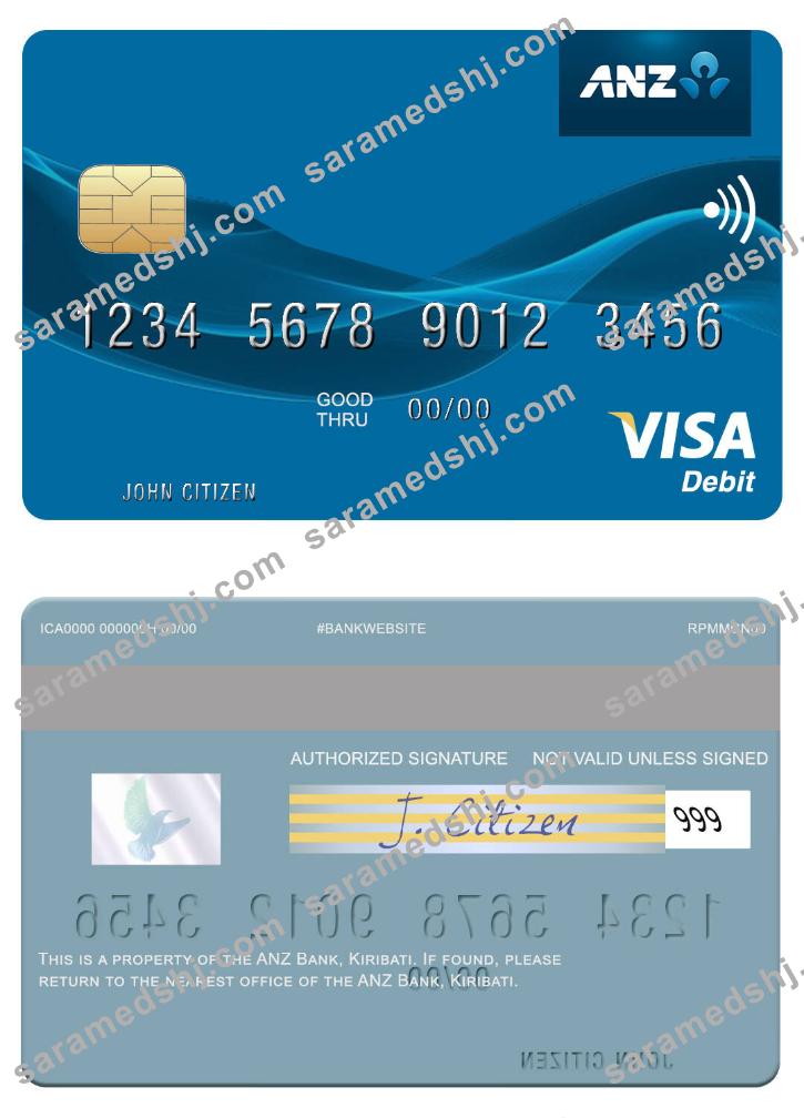 Kiribati ANZ Bank visa debit card